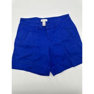 Caché Shorts For Women Mid Rise Belted  97% Cotton Sz 4 Blue